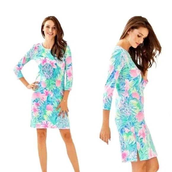 Lilly Pulitzer Charley Dress Swizzle In Xsmall Multi 3/4 Sleeve  Resortwear - Picture 2 of 6